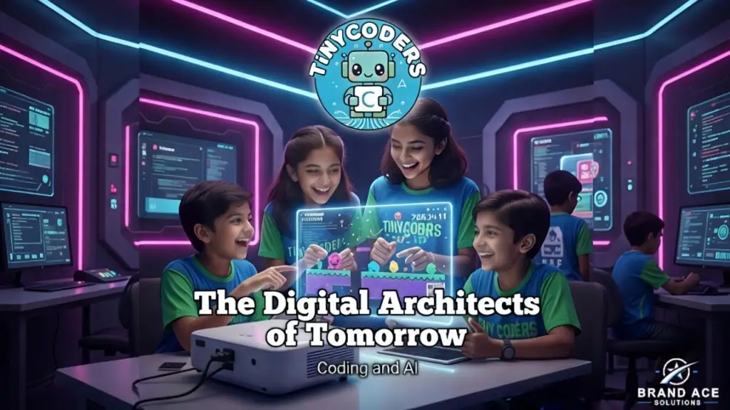 Indian school children learning Kids Coding Tirupati and AI logic at Tiny Coders Coding Institute.